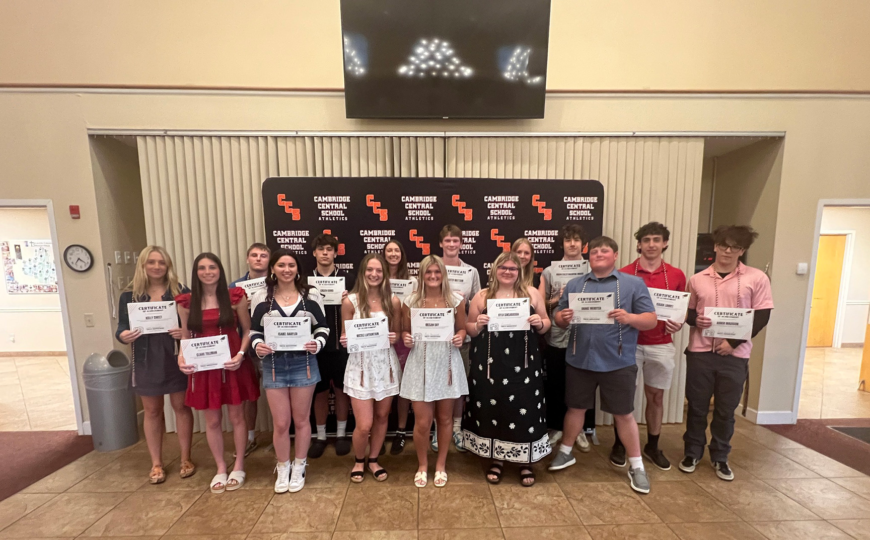 Senior athletes at the Booster Club banquet