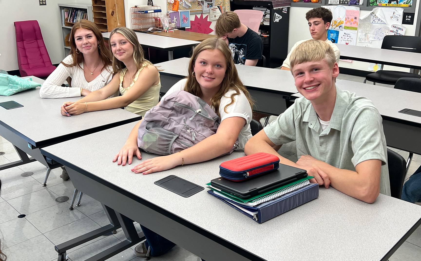 High school students at their desks in a classroom