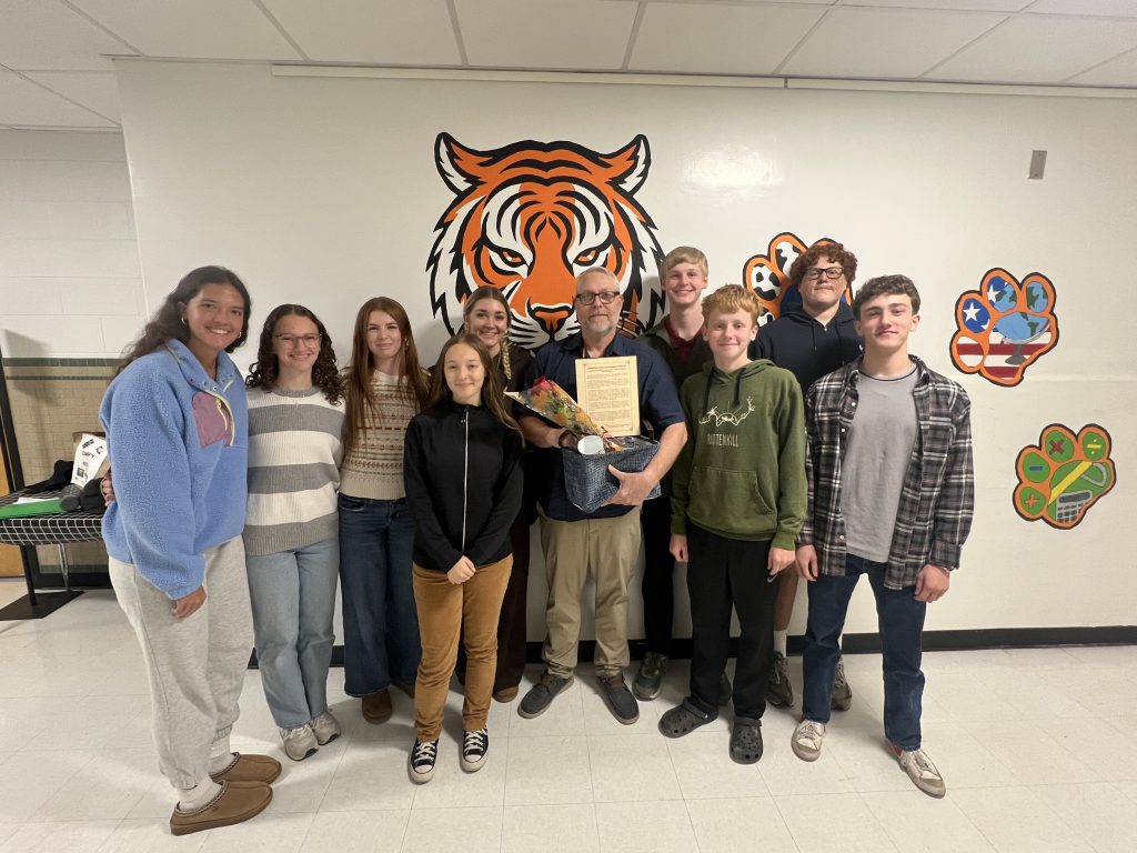 National Honor Society members with Mr. Salisbury