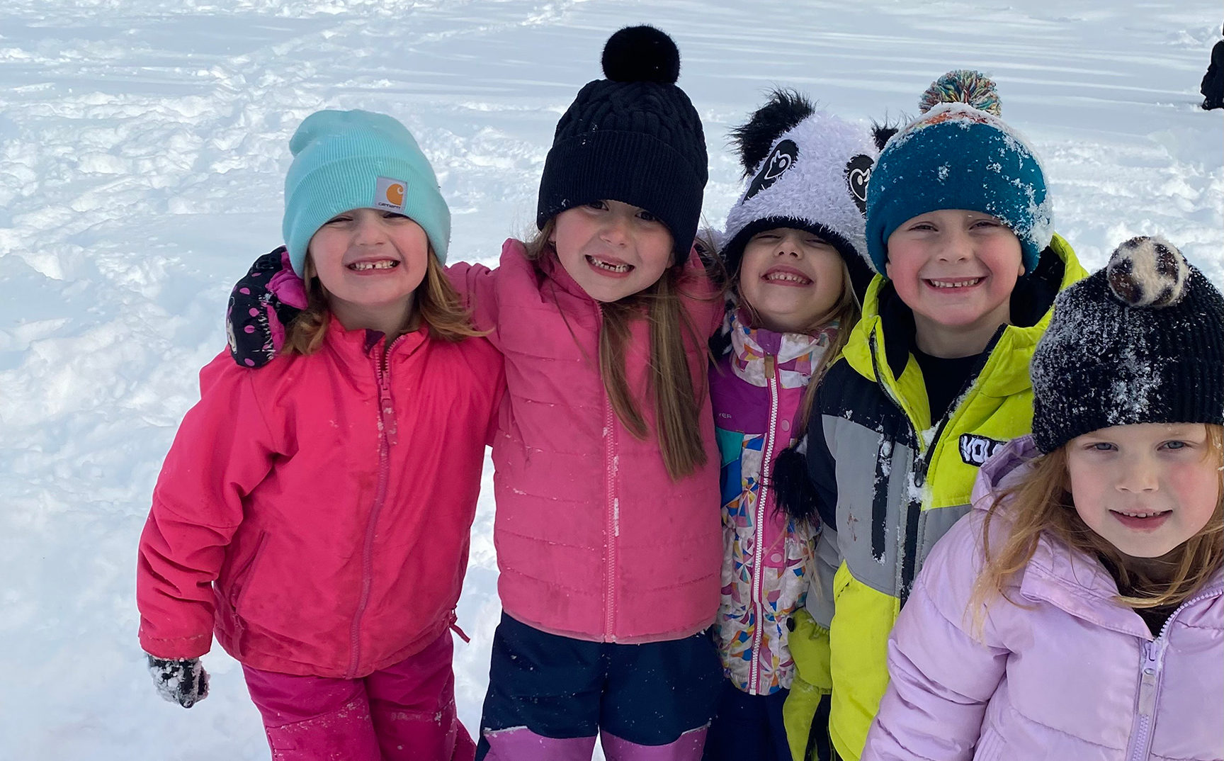 Elementary students in the snow at recess