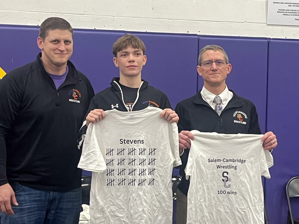 Stevens with Coach LeBlanc and Fronhofer