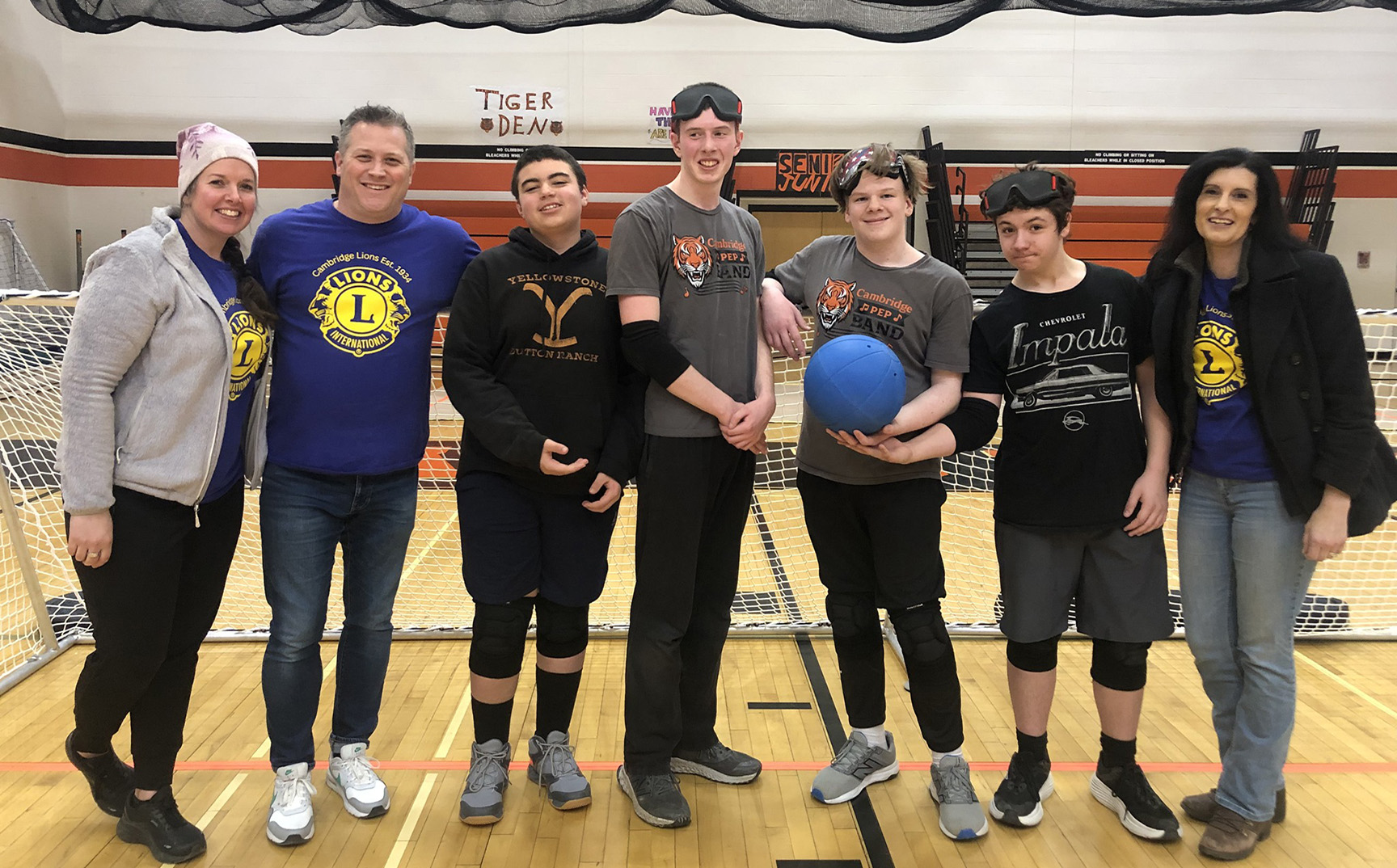 CCS Goalball Club members with the Cambridge Lions Club
