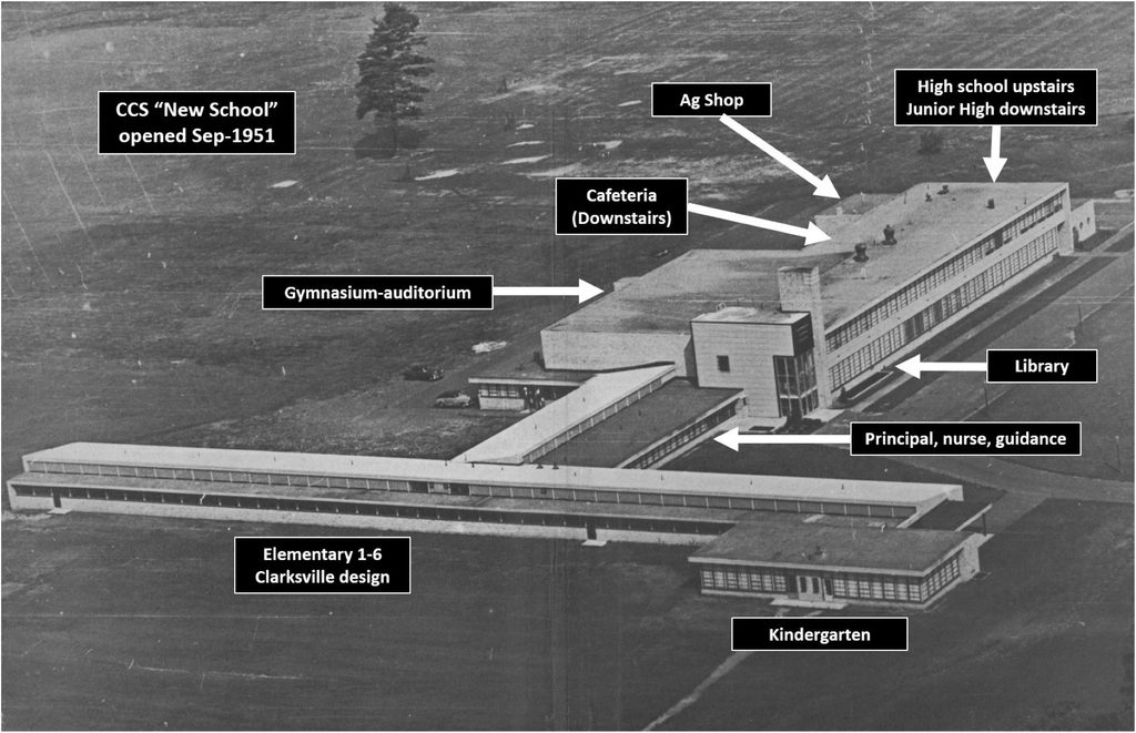 Photo of the new school building and its layout