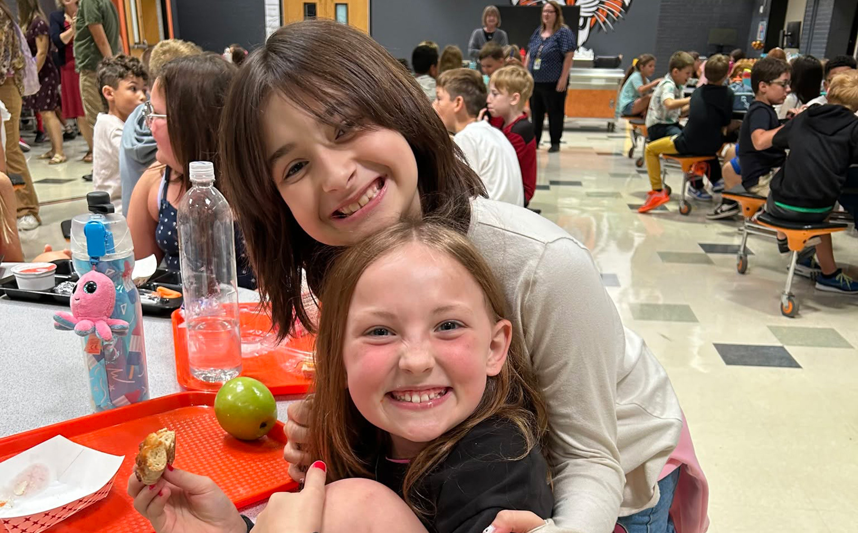 Elementary students in the cafeteria  