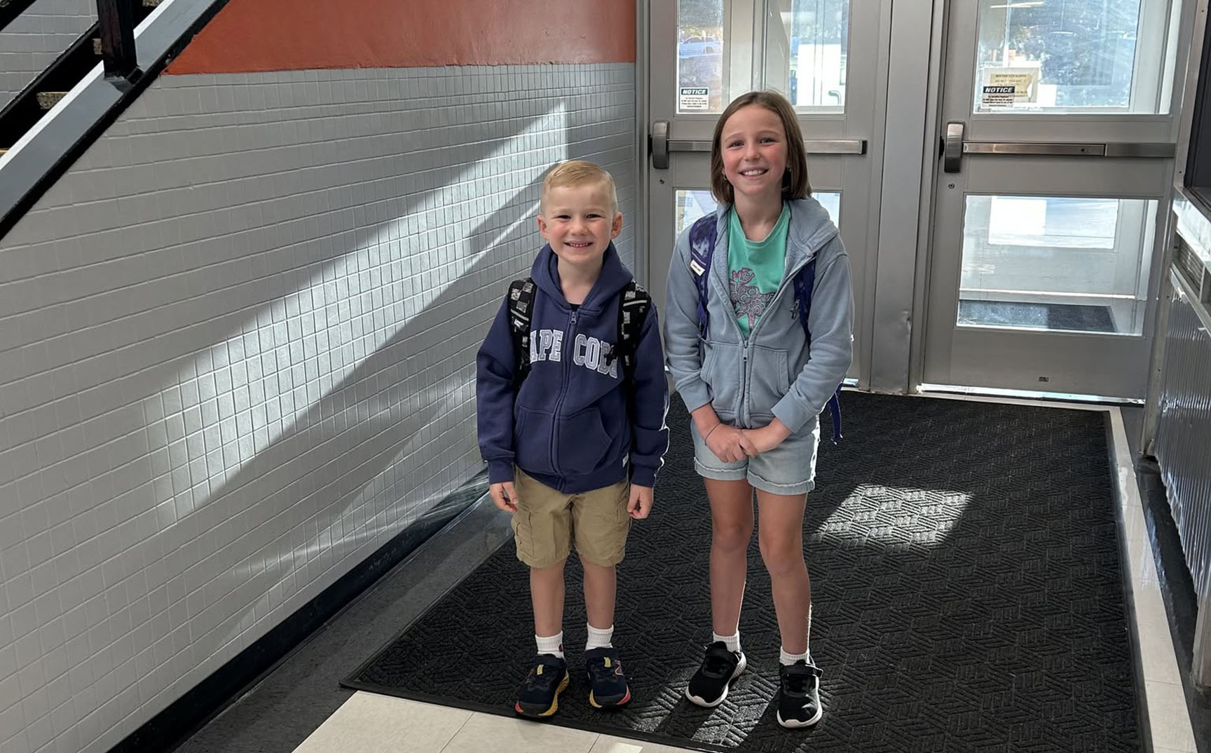 Elementary students entering school